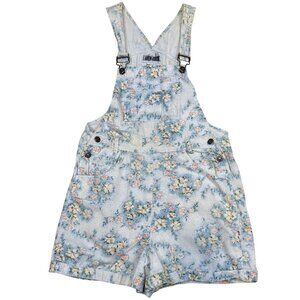 Vintage 90s Lauren Brooke Floral Overalls Shorts Medium Cottagecore Prairie Coqu